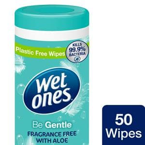 Wet Ones Be Gentle 50 x Anti-Bacterial Hand Wipes