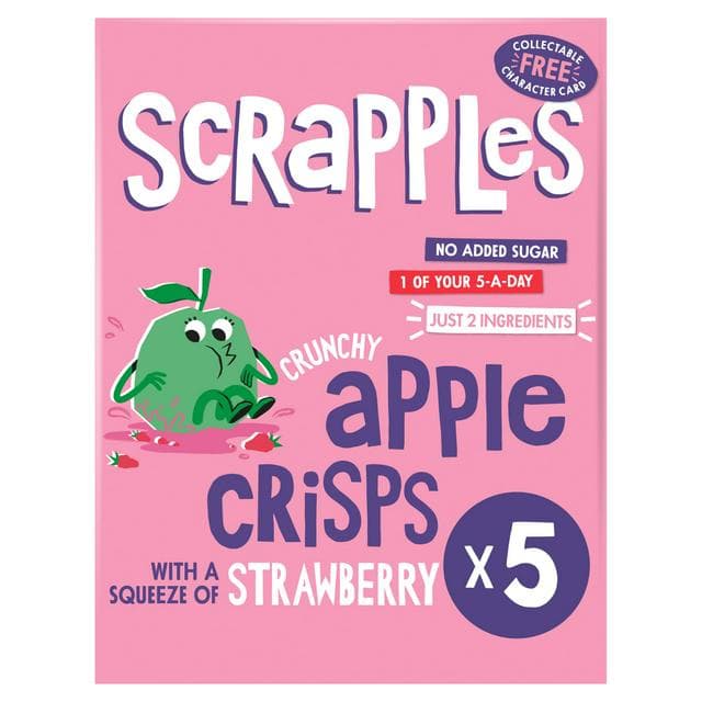 Scrapples 5 x 12g Crunchy  Apple Crisps with Squeeze of Strawberry - gallery image 1