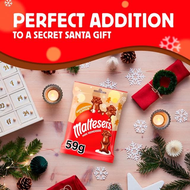 Maltesers 59g Mini Reindeer Gingerbread Chocolate Christmas Treats Bag - gallery image 2