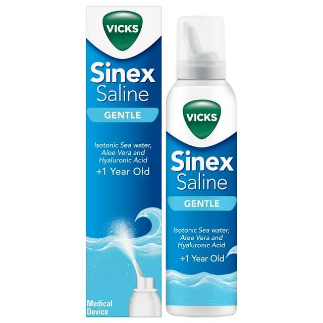 Vicks Saline 120ml 3 in 1 Action Suitable for 1 Year+ Sinex Gentle Nasal Spray - gallery image 1