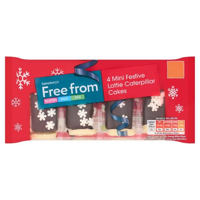 Sainsbury's Free From 4 Mini Lottie Caterpillar Cakes - gallery image 1