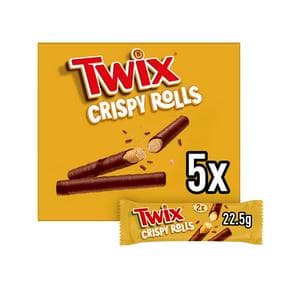 Twix Milk Chocolate Crispy Rolls Snack Bars Mulitpack 5 x 22.5g
