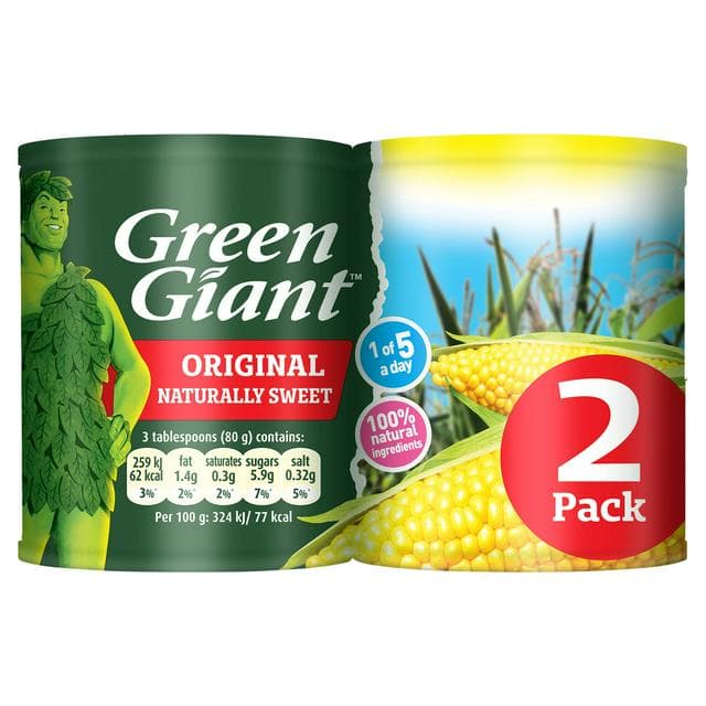 Green Giant Original Sweetcorn 2 x 198g - gallery image 1
