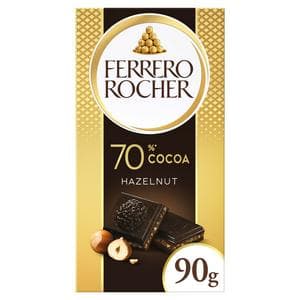 Ferrero Rocher 70% Cocoa Dark Chocolate Bar with Hazelnut & Cocoa Filling 90g