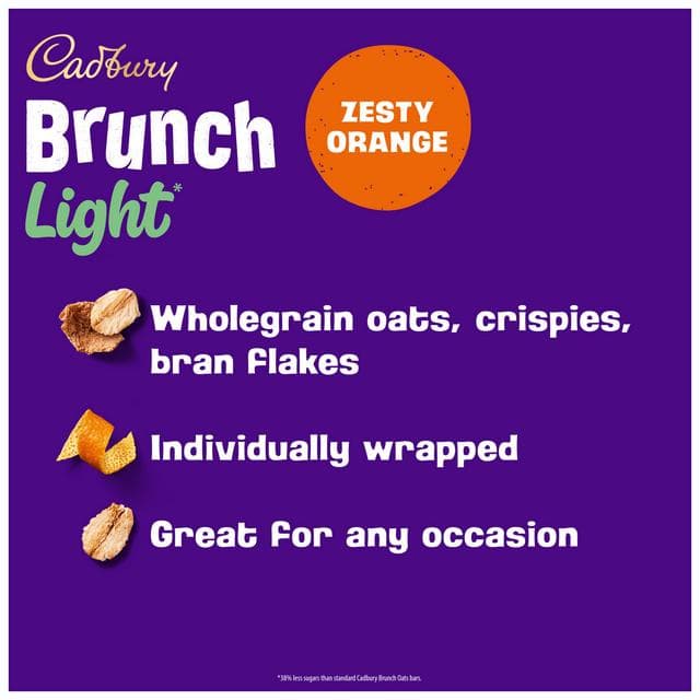 Cadbury Brunch 4 x 26g Light Orange Multipack Chocolate Cereal Bars - gallery image 2
