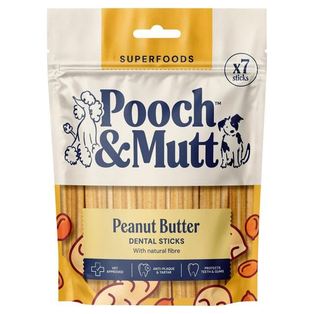 Pooch & Mutt Peanut Butter Vegan Dental Sticks Dog Treats 251g - gallery image 1