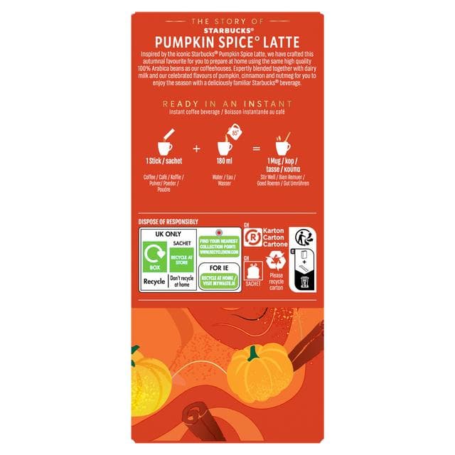 Starbucks 4 x 24g Pumpkin Spice Latte Instant Coffee Sachets, Limited Edition - gallery image 2