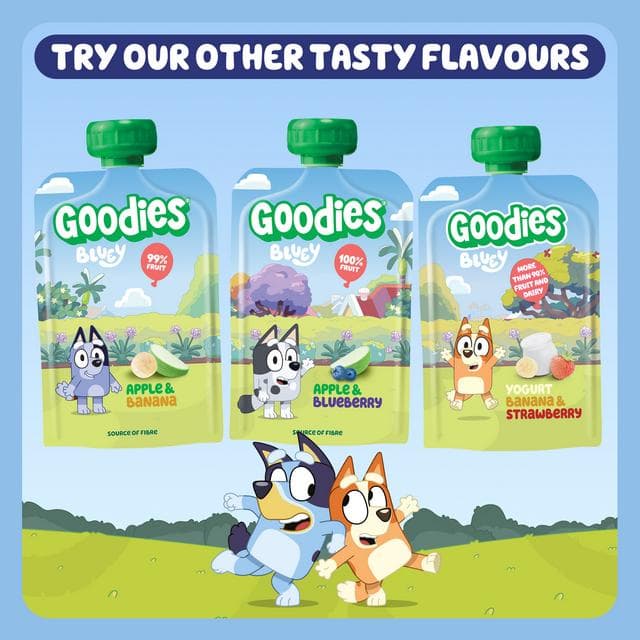 Goodies 4 x 100g Banana, Strawberry & Apple Multipack Bluey Kids Snack Fruit Pouches - gallery image 6
