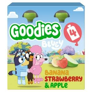 Goodies 4 x 100g Banana, Strawberry & Apple Multipack Bluey Kids Snack Fruit Pouches