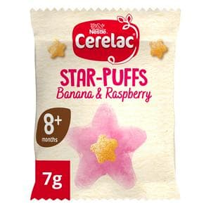 Cerelac Banana & Raspberry Star Puffs Baby Food Snack 8+ Months 7g