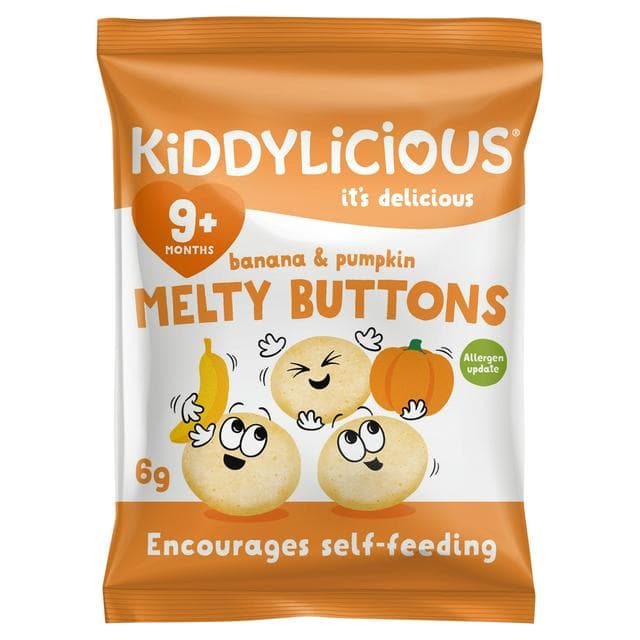 Kiddylicious Banana & Pumpkin Melty Buttons 9+ Months 6g - gallery image 1