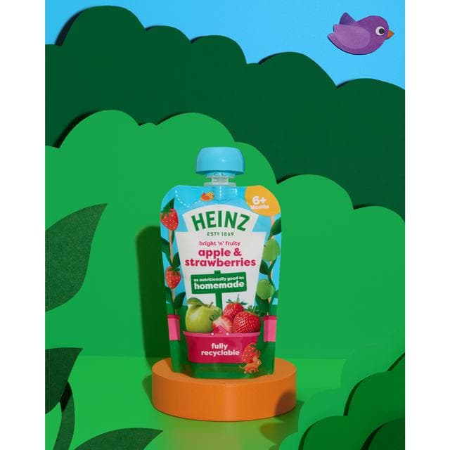 Heinz Apple & Strawberry Baby Food Fruit Puree Pouch 6+ Months 100g - gallery image 3