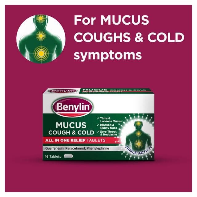 Benylin Mucus Cough & Cold All in One Tablets x16 - gallery image 3