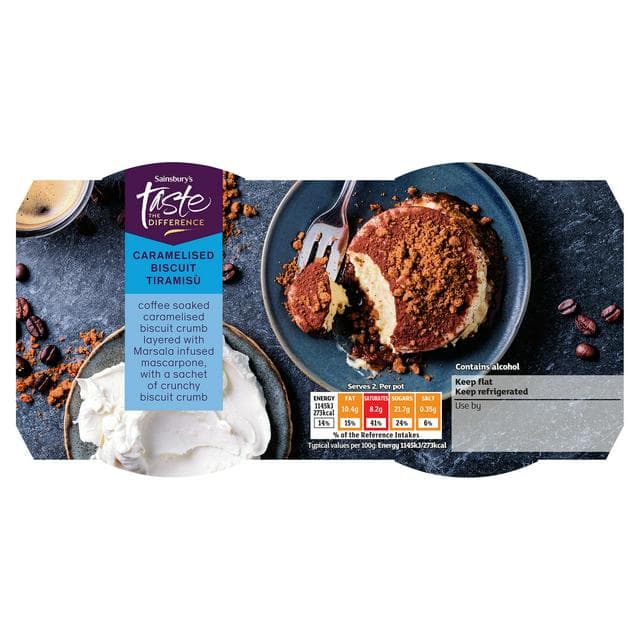 Sainsbury's 2 x 100g Caramelised Biscuit Tiramisu, Taste the Difference - gallery image 1