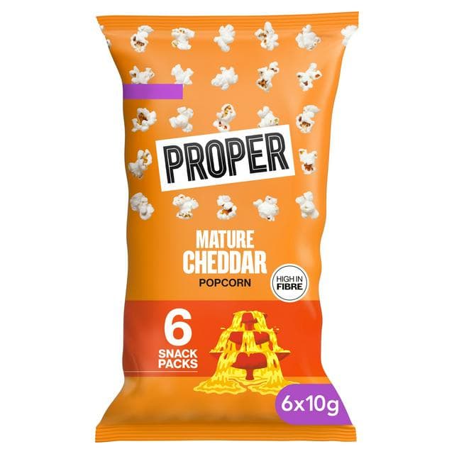 Proper Mature Cheddar Popcorn 6 x 10g - gallery image 1