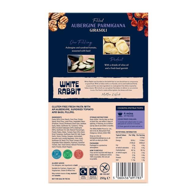 White Rabbit 250g Aubergine Parmigiana Gluten Free Filled Girasoli Pasta - gallery image 2