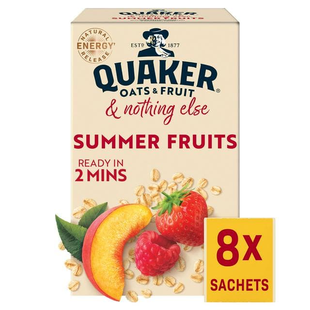 Quaker Oats & Fruit with Summer Fruits Porridge Sachets x8 264g - gallery image 1