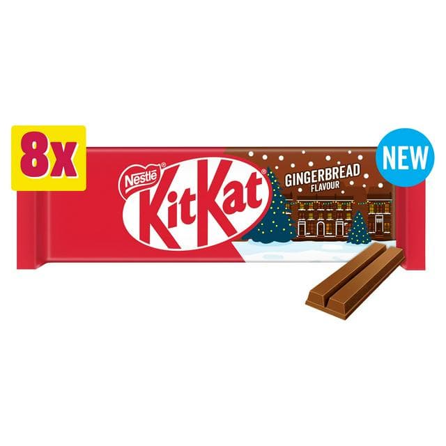 KitKat 2 Finger Gingerbread Flavour Chocolate Biscuit Bar Multipack x8 165.6g - gallery image 1