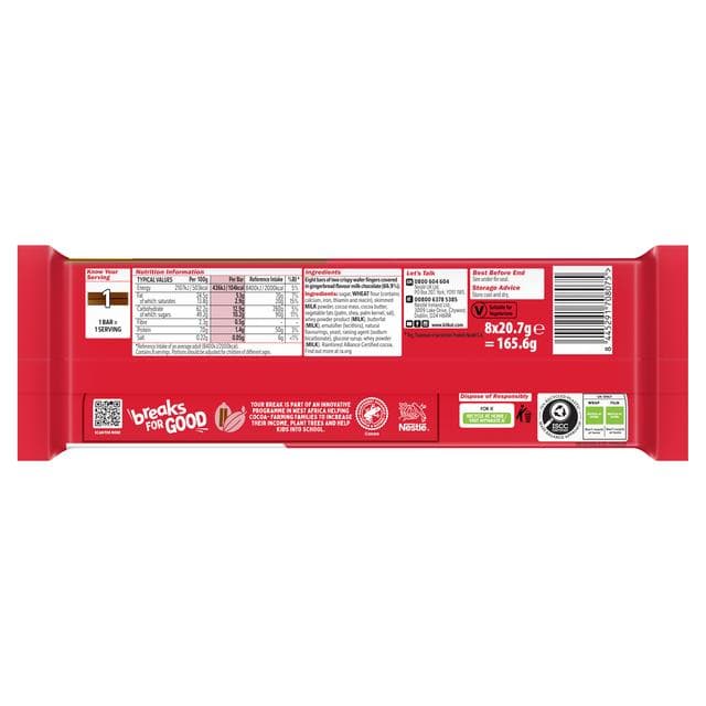 KitKat 2 Finger Gingerbread Flavour Chocolate Biscuit Bar Multipack x8 165.6g - gallery image 3