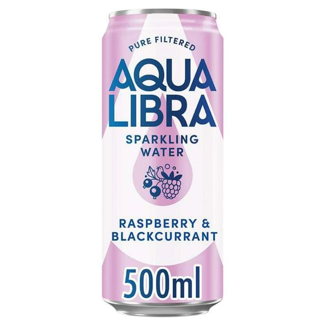 Aqua Libra Sparkling Water Infused with Raspberry & Blackcurrant Can 500ml - gallery image 1