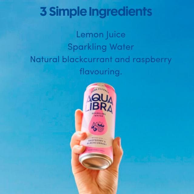 Aqua Libra Sparkling Water Infused with Raspberry & Blackcurrant Can 500ml - gallery image 5