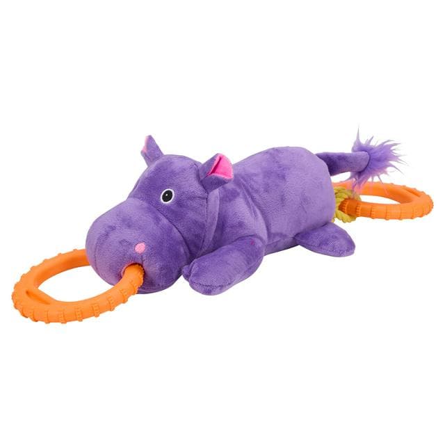Petface Hippo Tugger Plush & Rubber Dog Toy - gallery image 1