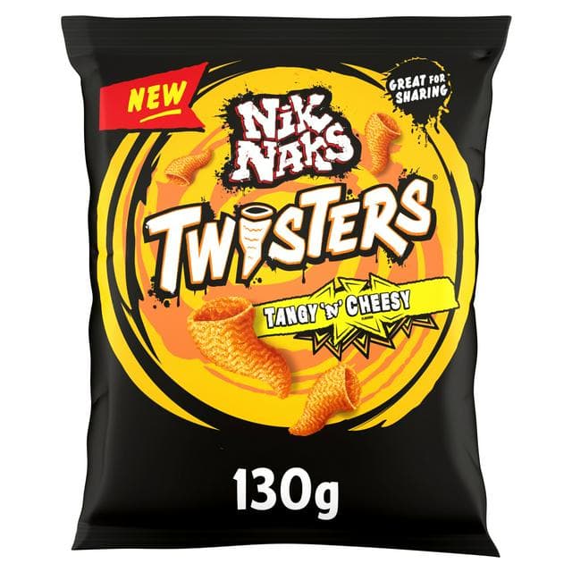Nik Naks Twisters Tangy N Cheesy Sharing Crisps 130g - gallery image 1