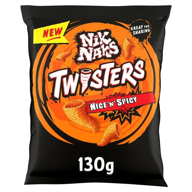 Nik Naks Twisters Nice N Spicy Sharing Crisps 130g - gallery image 1