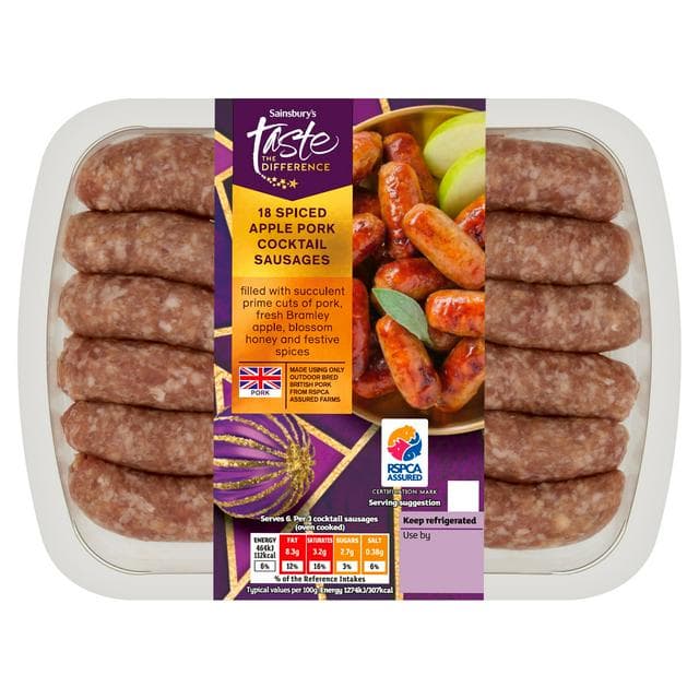 Sainsbury's Spiced Apple Pork Cocktail Sausages, Taste the Difference x18 270g - gallery image 1