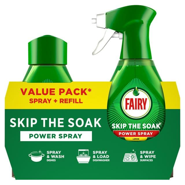 Fairy Skip the Soak Dish Power Spray + Refill Lemon 1000ml - gallery image 1