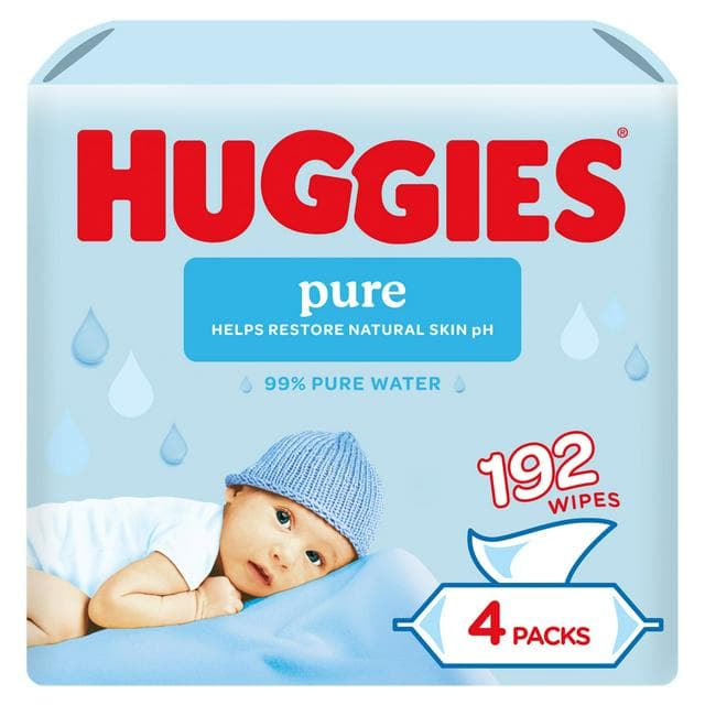 Huggies Pure Plastic Free Baby Wipes 4 x 48 - gallery image 1