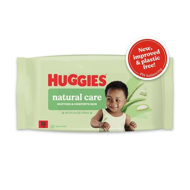 Huggies Natural Care Plastic Free Baby Wipes x48 - gallery image 1