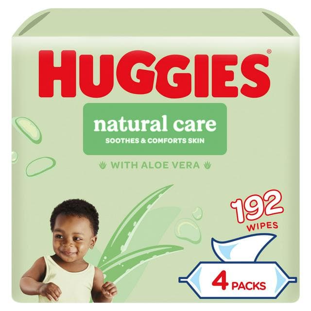 Huggies Natural Care Plastic Free Baby Wipes 4 x 48 - gallery image 1