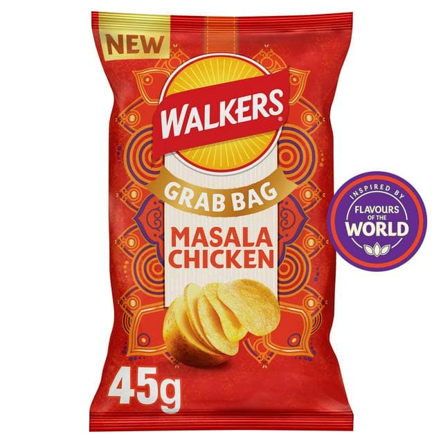 Walkers 45g Masala Chicken Flavour Grab Bag Crisps - gallery image 1
