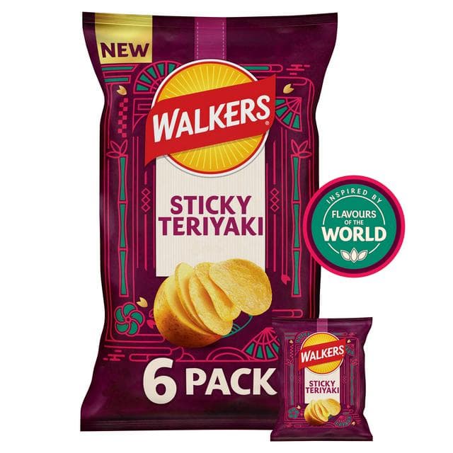 Walkers 6 x 25g Sticky Teriyaki Flavour Multipack  Sharing Crisps - gallery image 1