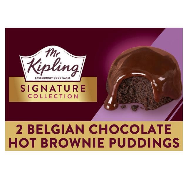 Mr Kipling 2 x Signature Belgian Chocolate Brownie Sponge Pudding Dessert Cake Pots - gallery image 1