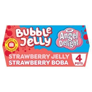Angel Delight 4 x Strawberry Jelly & Strawberry Boba Bubble Dessert Snack Pot