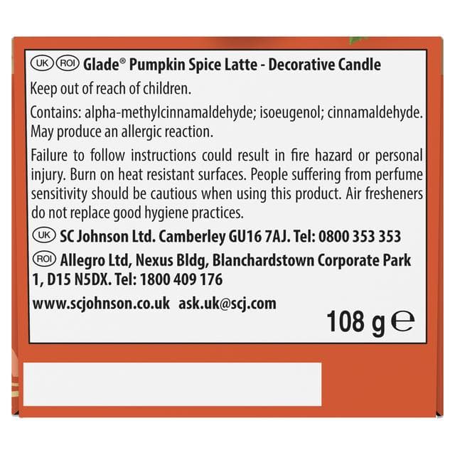 Glade Pumpkin Spice Latte Festive Scented Candle, Limited Edition 108g - gallery image 2