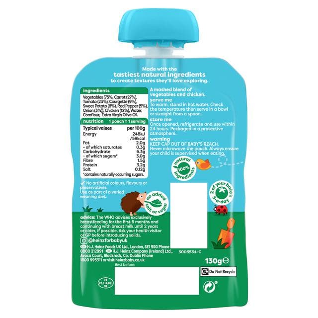 Heinz Sweet Potato, Chicken & Veggies Pouch Baby Food 7+ Months 130g - gallery image 2