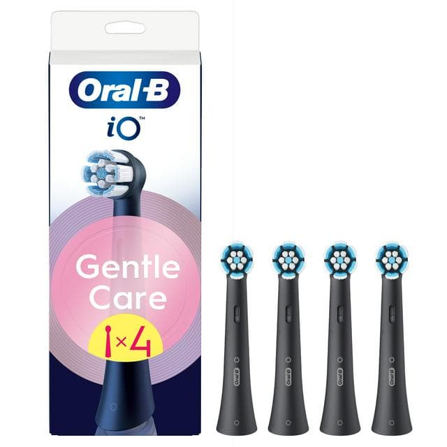 Oral-B iO Gentle Care Black Original Replacement Round Brush Heads x4 - gallery image 1