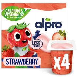 Alpro Kids Strawberry Soya Dairy Free Yoghurt Alternatives 4 x 115g