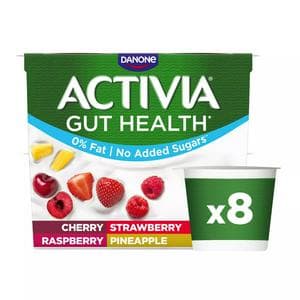 Activia 8 x 115g Strawberry & Mixed Fruit Multipack Fat Free Gut Health Yoghurt