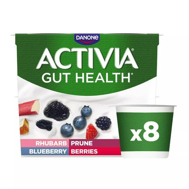 Activia 8 x 115g Rhubarb & Mixed Fruit 8 x 115g Low Gut Health Yoghurt - gallery image 1