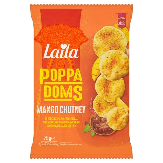 Laila 75g Mango Chutney Poppadoms - gallery image 1