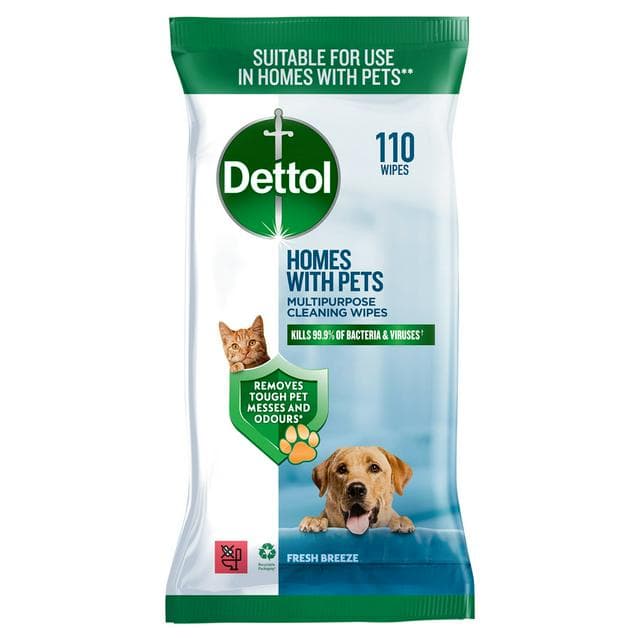 Dettol 110 x Homes with Pets Fresh Breeze Multipurpose Cleaning Wipes - gallery image 1