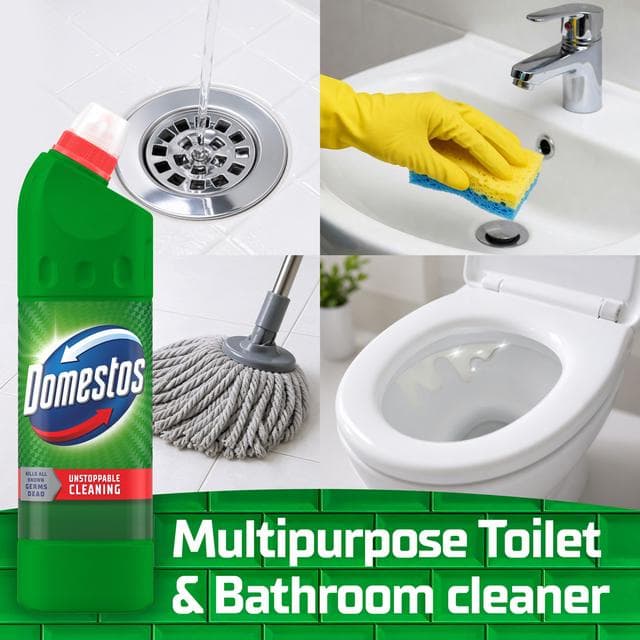 Domestos Mountain Fresh Pine Thick Bleach Toilet & Multipurpose Cleaner 1L - gallery image 3