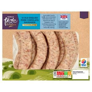 Sainsbury's 10 Old English Pork Chipolata Sausages, Taste the Difference 400g