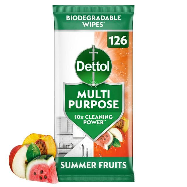 Dettol 126 x Summer Fruits Multi Purpose Cleaning Wipes - gallery image 1