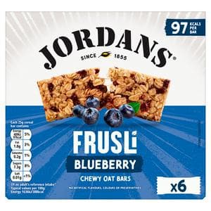 Jordans Frusli Juicy Blueberry Chewy Oat Cereal Snack Bars 6 x 25g