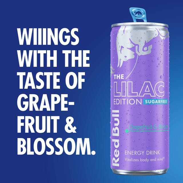 Red Bull Energy Drink Sugar Free Grapefruit & Blossom, Lilac Edition 4 x 250ml - gallery image 2